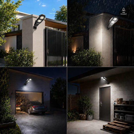 Jortan Solar Road Light 100W Cold White 6500K with Motion Sensor, Photocell and Remote Control IP66