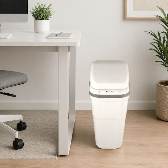 MRShome MRShome Kunststoff Mülleimer mit Sensor Weiß 14lt