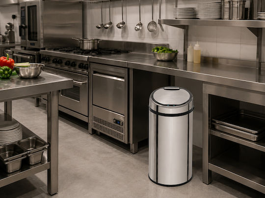 MRShome MRShome Mülleimer aus Edelstahl mit Sensor Silber 58l
