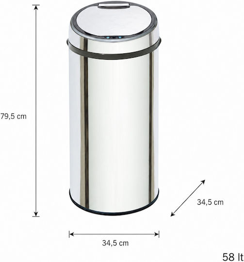 MRShome MRShome Mülleimer aus Edelstahl mit Sensor Silber 58l