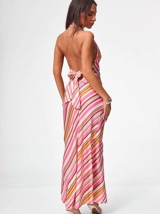 Kit With Satin Maxi Skirt Pink