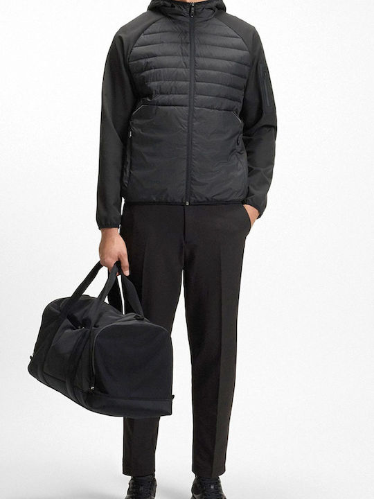 Herren Fleecejacke Mit Kapuze Schwarz