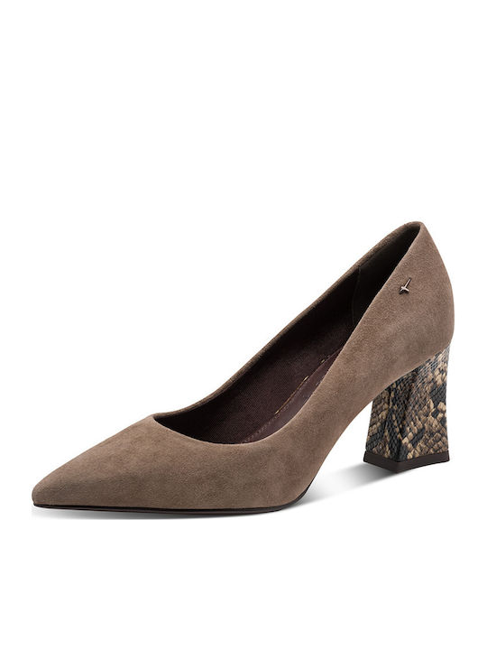 Leder Pumps mit Mittelhohem Absatz Braun