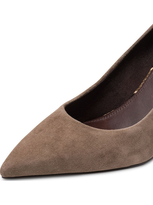 Leder Pumps mit Mittelhohem Absatz Braun