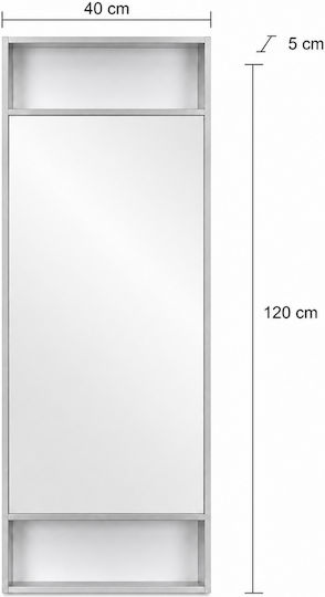 MRShome Oglindă De Perete În Lungime Cu Cadru Argintiu 120x40cm