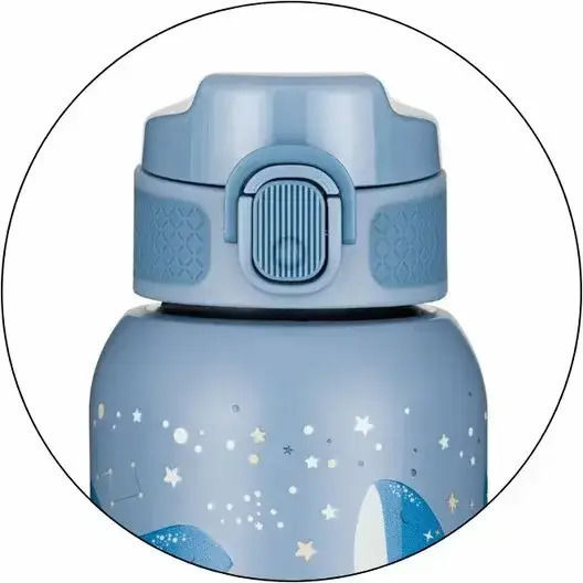 Petite & Mars Sticlă Pentru Copii Termos Din Oțel Inoxidabil Cu Pai Albastră 350ml