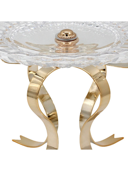 Keskor Decorative Glass Gold Platter 30x30x22cm