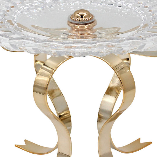 Keskor Decorative Glass Gold Platter 30x30x22cm