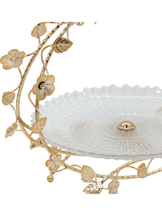 Keskor Decorative Glass Gold Platter 33x27x27cm