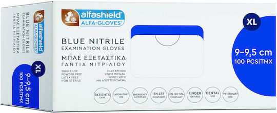Karabinis Medical Alfashield Alfa Gloves Гащеризони Нитрил Без прах в Син цвят 100бр