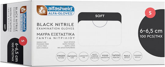 Karabinis Medical Alfashield Alfa Gloves Black Soft Нитрилни Ръкавици Без Прах 100 бр