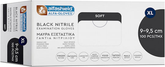 Karabinis Medical Alfashield Alfa Gloves Black Soft Нитрилни Ръкавици Без Прах 100 бр