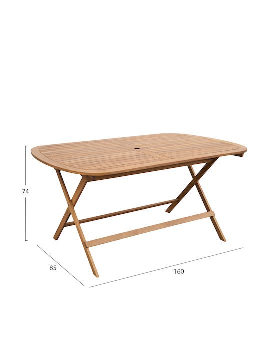 Foldable Outdoor Wooden Table Filly Natural 160x85x74cm