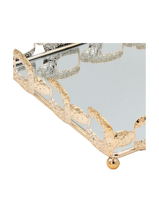 Keskor Decorative Metallic Tray with Mirror 31x21x5cm
