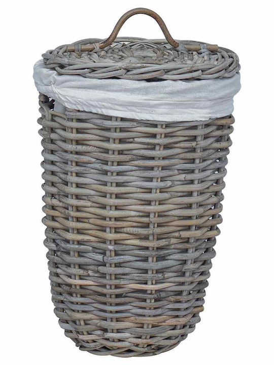vidaXL Laundry Basket Wicker with Lid Gray