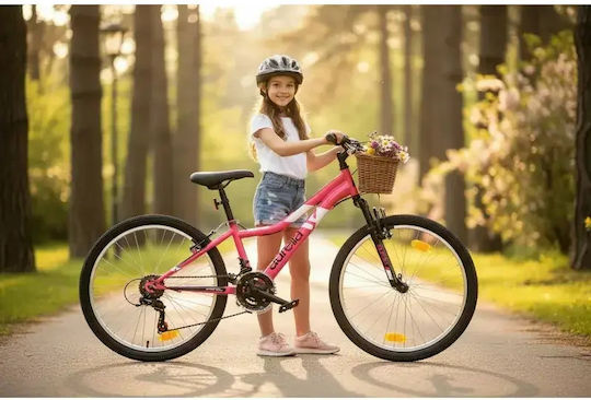Dino Ring 24" Παιδικό Mountain Bike 6 Ταχυτήτων Ροζ