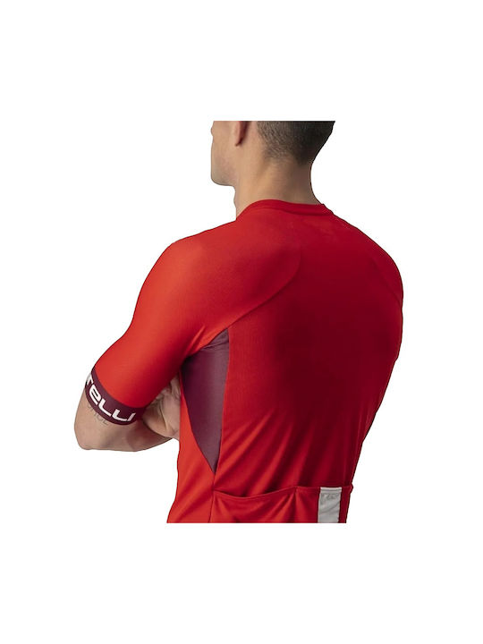 Castelli Tricou De Ciclism Pentru Bărbați Cu Mâneci Scurte Roșu
