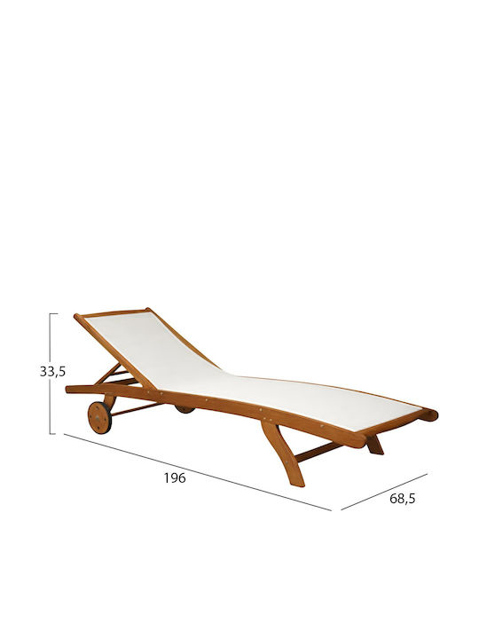 Ξαπλώστρα Ξύλινη με Ρόδες Εκρού 196x68.5x33.5εκ. Ξαπλώστρα Ξύλινη με Ρόδες Εκρού 196x68.5x33.5εκ.