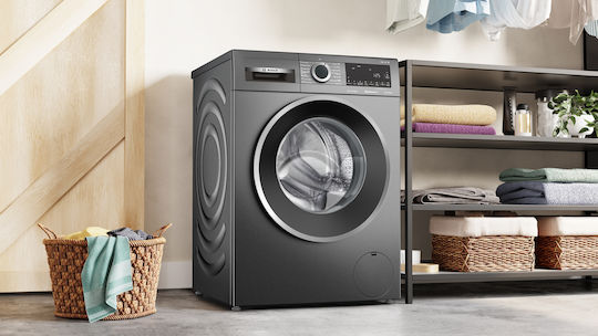 Bosch Mașină de Spălat Rufe 9kg cu Tehnologie cu Abur 1400 Rotiri Asistență Fier Inox WGG244ZREU