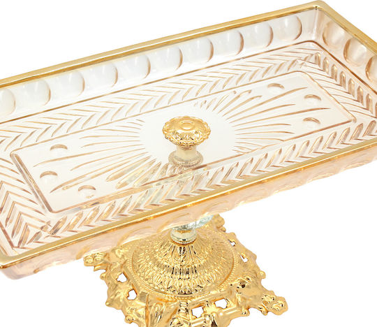 Keskor Kuchenteller Glas Gold 33x18x17cm