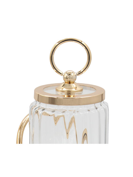 Glass Sweet Jar Φ13x39 With Gold Base Keskor 43352