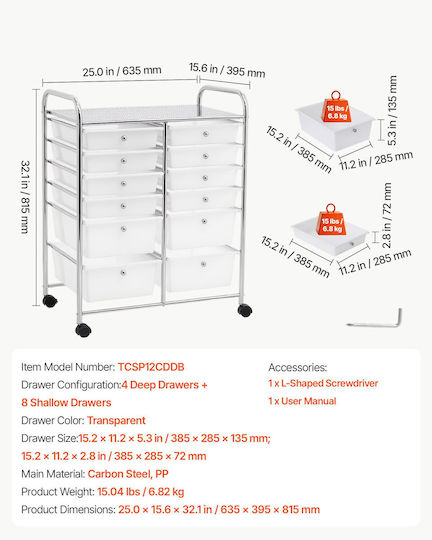 Vevor Metallic Grey Kitchen Trolley