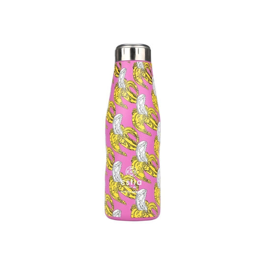 Estia Travel Flask Save the Aegean Recyclable Stainless Steel Thermos Bottle BPA Free 500ml Banana Swirl