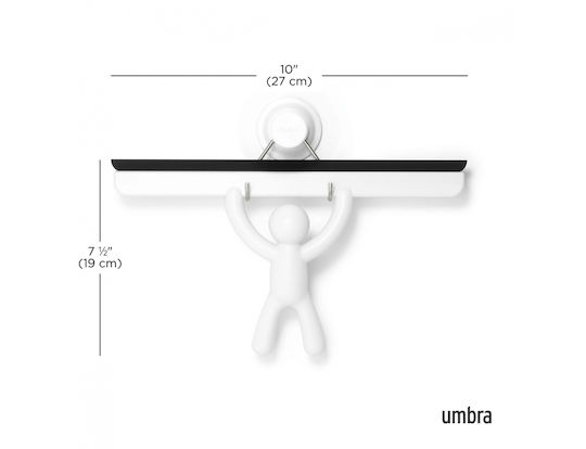 Καθαριστής Τζαμιών Μπάνιου Umbra Buddy Squeegee Αυτοκόλλητη Βάση Διαστάσεις 27x4x19cm Whites-11527