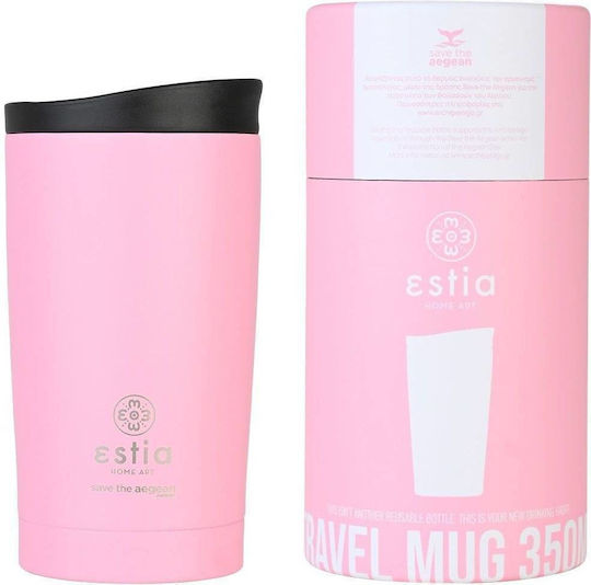 Estia Travel Mug Save The Aegean Recyclable Thermos Stainless Steel BPA Free 350ml Blossom Rose