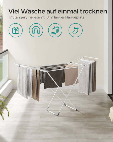 Songmics Folding Floor Plastic Clothes Drying Rack 50x182cm