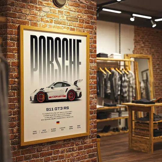 Poster Porsche 911 Gt3 Rs Cr153 21cm X 30cm Κορνίζα Φυσικό Ξύλου Μπεζ 71622pd158599f55316