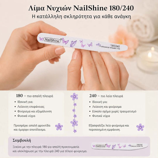 Paket 50 Professionelle Hölzerne Nagelfeilen Knife Butterfly 180/240 Nailshine