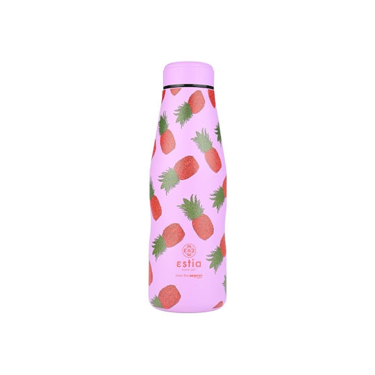 Estia Travel Flask Save the Aegean Recyclable Thermos Bottle Stainless Steel BPA Free 500ml Tropic Tango