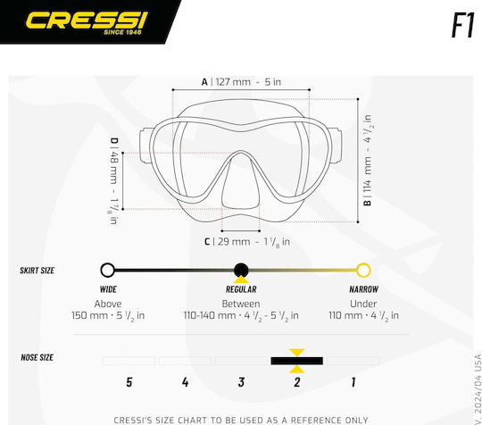 CressiSub F1 Μάσκα Θαλάσσης Σιλικόνης Μαύρη