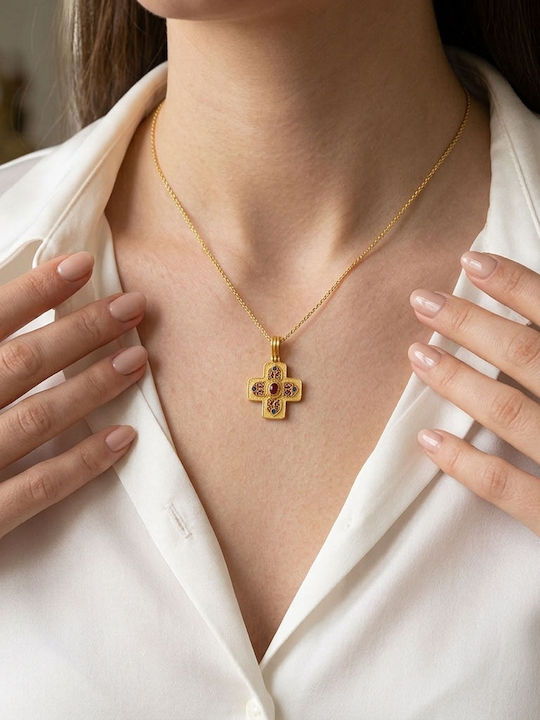 Women's Gold Byzantine Cross 22K Without Chain