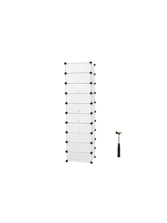 Plastik Schuhschrank mit 10 Regalen Weiß L43xW31xH173cm