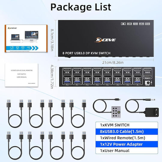 Mleeda KVM & Datenumschalter mit HDMI / DisplayPort / USB / USB 3.0 / Audio / USB 2.0
