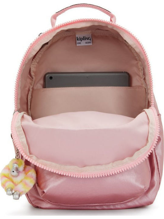 Kipling School Backpack with Water Bottle Holder Pink 14L 25.5 x 16 x 35cm