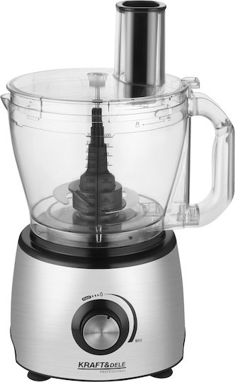 Kraft & Dele Procesor Alimentar Multifuncțional 1800W cu Recipient 3lt și Vas Blender Gri