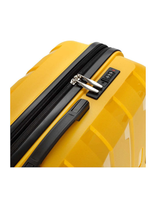 Seagull Hard Yellow Travel Suitcases with 4 Wheels Set of 3 Pieces