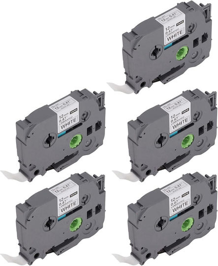 Brother Bandă pentru etichetare 8m x 12mm în Culoare Neagră Compatibilă cu Brother TZe/TZ