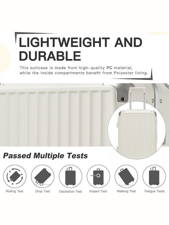 Miss Lulu Medium Hard White Travel Suitcase Height 66cm
