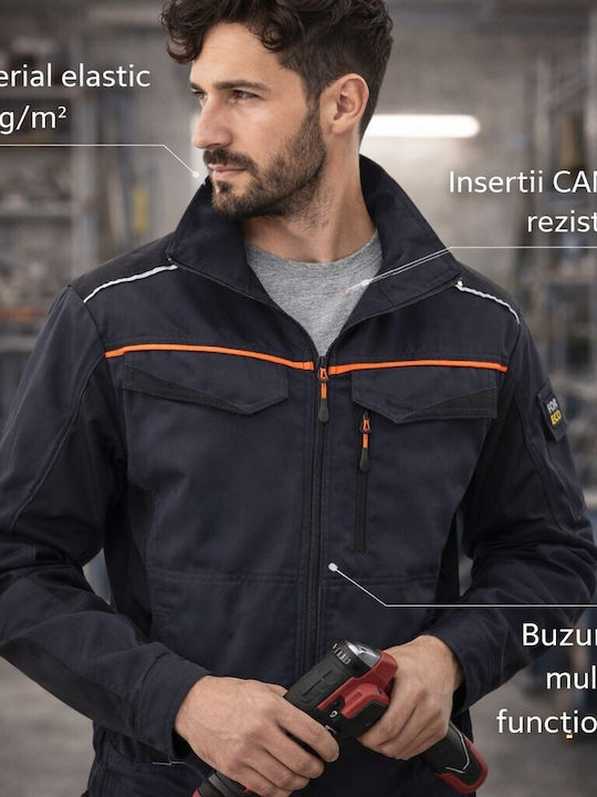 Hanorac De Lucru Pentru Bărbați Forelastic-j 240g/m² Elastic Cu Buzunare Multiple Elemente Reflectorizante