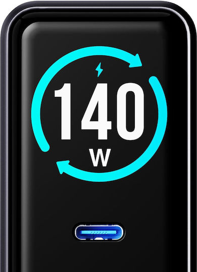 3MK База За Зареждане GaN С USB-A Порт И 4 USB-C Порта 140W Power Delivery В Черен Цвят (InCharge)