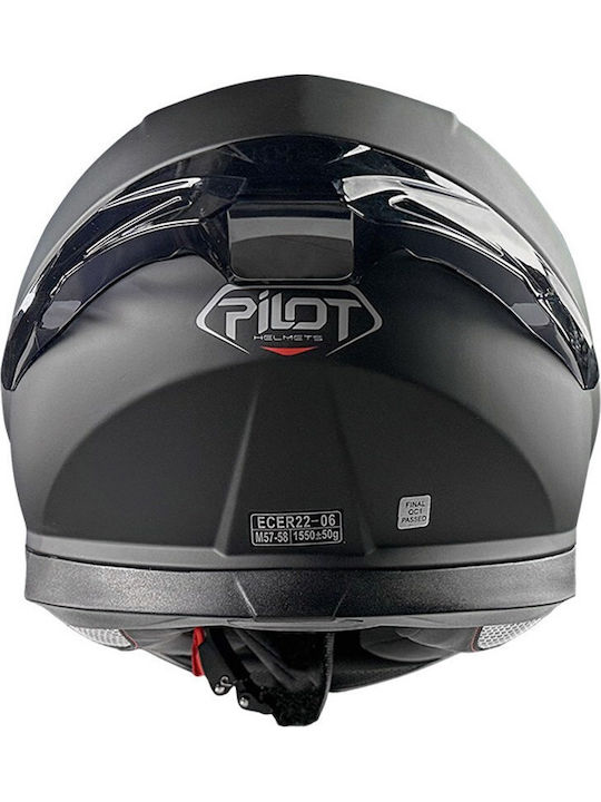 Pilot Snake SV Black Matt Motorradhelm Volles Gesicht ECE 22.06 1500gr mit Sonnenblende