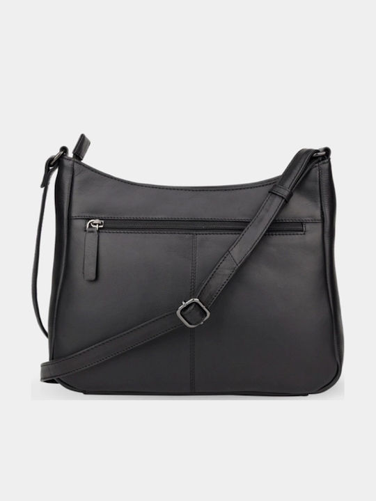 Leder Damen Schultertasche Schwarz