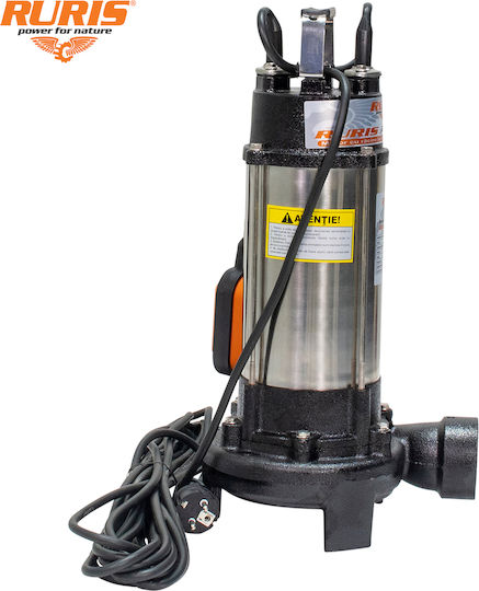Ruris Aqua 35 – 1300 W Pompa De Apă Submersibilă Pentru Apă Murdară Cu Tocător Debit 18 M³/h Comutator Plutitor Cablu 10 M