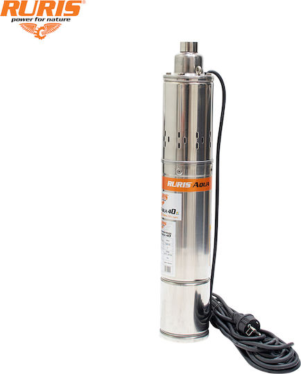 Ruris Aqua 40 – Pompa Submersibilă Pentru Apă Curată Foraj Putere 750 W Cap De Livrare 100 M Cablu 15 M Oțel Inoxidabil