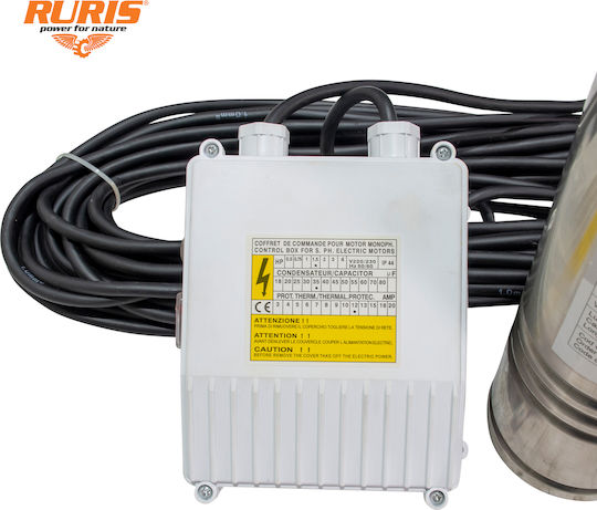 Ruris Aqua 101 – Pompa De Apă Curată Submersibilă 750 W Cap De Livrare 60 M Paletă Din Bronz Panou De Control