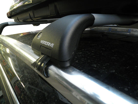 Nordrive Kit Aluminum Roof Bars with Roof Rack Legs Menabo Mania 460lt Glossy Black Audi A3 Sportback 2004-2012 3 Pieces